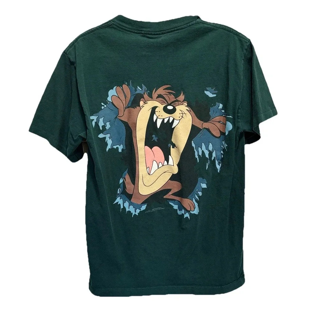 Vintage‎ Sun Tazmanian Devil Graphic TShirt Double Sided Green Teen Size XL 1994
